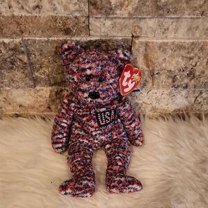 Ty Multicolor Knit USA 2000 Patch Bear Plush
